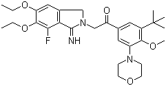 2-(5,6-二乙氧基-7-氟-1,3-二氫-1-亞氨基-2H-異吲哚-2-基)-1-[3-(1,1-二甲基乙基)-4-甲氧基-5-(4-嗎啉)苯基]乙酮結構式_751475-53-3結構式