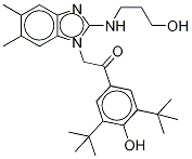 1-[3,5-雙(1,1-二甲基乙基)-4-羥基苯基]-2-[2-[(3-羥基丙基)氨基]-5,6-二甲基-1H-苯并咪唑-1-基]-乙酮結(jié)構(gòu)式_758679-97-9結(jié)構(gòu)式