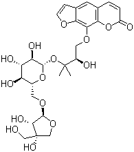 9-[(2R)-3-[(6-O-D-芹糖-BETA-D-呋喃糖基-BETA-D-吡喃葡萄糖基)氧基]-2-羥基-3-甲基丁氧基]-7H-呋喃并[3,2-G][1]苯并吡喃-7-酮結(jié)構(gòu)式_765316-44-7結(jié)構(gòu)式