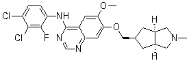 N-(3,4-二氯-2-氟苯基)-6-甲氧基-7-(((3aR,6aS)-2-甲基八氫環(huán)戊并[c]吡咯-5-基)甲氧基)喹唑啉-4-胺結(jié)構(gòu)式_781613-23-8結(jié)構(gòu)式