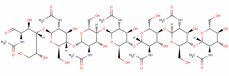 N-[(2S,3R,4R,5S,6R)-5-[(2S,3R,4R,5S,6R)-3-乙酰氨基-5-[(2S,3R,4R,5S,6R)-3-乙酰氨基-5-[(2S,3R,4R,5S,6R)-3-乙酰氨基-4,5-二羥基-6-(羥基甲基)四氫吡喃-2-基]氧基-4-羥基-6-(羥基甲基)四氫吡喃-2-基]氧基-4-羥基-結(jié)構(gòu)式_79127-58-5結(jié)構(gòu)式