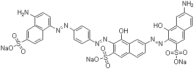 6-[(7-氨基-1-羥基-3-硫-2-萘)氮雜]-3-[[4-[[4-氨基-6(or 7)-硫-1-萘]氮雜] 苯基]氮雜]-4-羥基-2-萘磺酸三鈉結構式_8003-69-8結構式