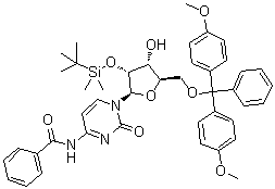 N-(1-((2r,3r,4r,5r)-5-((雙(4-甲氧基苯基)(苯基)甲氧基)甲基)-3-((叔丁基二甲基甲硅烷基)氧基)-4-羥基四氫呋喃-2-基)-2-氧代-1,2-二氫嘧啶-4-基)苯甲酰胺結(jié)構(gòu)式_81256-87-3結(jié)構(gòu)式