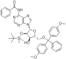 N-(9-((2r,3r,4r,5r)-5-((雙(4-甲氧基苯基)(苯基)甲氧基)甲基)-3-((叔丁基二甲基甲硅烷基)氧基)-4-羥基四氫呋喃-2-基)-9h-嘌呤-6-基)苯甲酰胺結構式_81265-93-2結構式