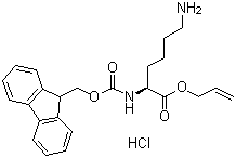 (S)-乙酸烯丙酯2-((((9H-芴-9-基)甲氧基)羰基)氨基)-6-氨基己鹽酸鹽結(jié)構式_815619-80-8結(jié)構式