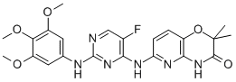 6-[[5-氟-2-[(3,4,5-三甲氧基苯基)氨基]-4-嘧啶基]氨基]-2,2-二甲基-2H-吡啶并[3,2-b]-1,4-噁嗪-3(4H)-酮結(jié)構(gòu)式_841290-80-0結(jié)構(gòu)式