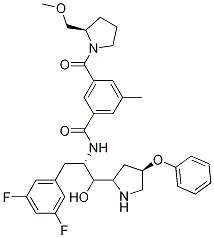 n-[(1s,2r)-1-[(3,5-二氟苯基)甲基]-2-羥基-2-[(2r,4r)-4-苯氧基-2-吡咯烷]乙基]-3-[[(2r)-2-(甲氧基甲基)-1-吡咯烷]羰基]-5-甲基-苯甲酰胺結(jié)構(gòu)式_845972-20-5結(jié)構(gòu)式