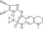 N-[6-[2-(4,5-二氰基-1-甲基-1H-咪唑-2-基)二氮雜烯]-1,2,3,4-四氫-1-甲基-7-喹啉]-1,1,1-三氟甲烷磺酰胺結(jié)構(gòu)式_848080-39-7結(jié)構(gòu)式