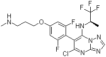 5-Chloro-6-[2,6-difluoro-4-[3-(methylamino)propoxy]phenyl]-n-((1s)-2,2,2-trifluoro-1-methylethyl)-[1,2,4]triazolo[1,5-a]pyrimidin-7-amine Structure,849550-05-6Structure