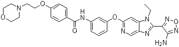 N-[3-[[2-(4-氨基呋喃-3-基)-1-乙基-1H-咪唑并[4,5-c]吡啶-6-基]氧基]苯基]-4-[[2-(4-嗎啉基)乙基]氧基]苯胺結(jié)構(gòu)式_850664-21-0結(jié)構(gòu)式