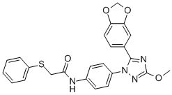 N-[4-[5-(1,3-苯并二氧雜環(huán)戊烯-5-基)-3-甲氧基-1H-1,2,4-噻唑-1-基]苯基]-2-(苯基硫代)乙酰胺結(jié)構(gòu)式_853625-60-2結(jié)構(gòu)式