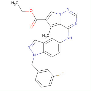 4-(1-(3-氟芐基)-1H-吲唑-5-氨基)-5-甲基吡咯并[1,2-f][1,2,4]三嗪-6-羧酸乙酯結(jié)構(gòu)式_856667-79-3結(jié)構(gòu)式