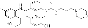 2-[[6-[[[2-(3-Hydroxypropyl)-5-methylphenyl]amino]methyl]-2-[[3-(morpholin-4-yl)propyl]amino]benzimidazol-1-yl]methyl]-6-methylpyridin-3-ol Structure,857066-90-1Structure