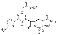 (+)-[[2Z-[2-[[(2S,3S)-2-[[(Aminocarbonyl)oxy]methyl]-4-oxo-1-sulfo-3-azetidinyl]amino]-1-(2-amino-4-thiazolyl)-2-oxoethylidene]amino]oxy]acetic acid disodium salt Structure,86832-68-0Structure