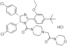 2-[4-[[(4S,5r)-4,5-雙(4-氯苯基)-2-[4-(1,1-二甲基乙基)-2-乙氧基苯基]-4,5-二氫-1H-咪唑-1-基]羰基]-1-哌嗪]-1-(4-嗎啉)乙酮鹽酸鹽結(jié)構(gòu)式_870007-79-7結(jié)構(gòu)式