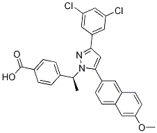 (S)-4-(1-(3-(3,5-二氯苯基)-5-(6-甲氧基萘-2-基)-1H-吡唑-1-基)乙基)苯甲酸結(jié)構(gòu)式_870823-11-3結(jié)構(gòu)式