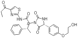 (2S,3S)-2-((R)-4-(4-(2-羥基乙氧基)苯基)-2,5-二氧代咪唑啉-1-基)-3-苯基-N-(4-丙?；邕?2-基)丁酰胺結(jié)構(gòu)式_876755-27-0結(jié)構(gòu)式