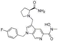 3-[[(2S)-2-(氨基羰基)-1-吡咯烷]甲基]-1-[(4-氟苯基)甲基]-N-羥基-N-甲基-1H-吡咯并[2,3-c]吡啶-5-羧酰胺結(jié)構(gòu)式_879398-78-4結(jié)構(gòu)式