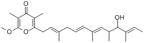 2-[(2E,5E,7E,11E)-10-羥基-3,7,9,11-四甲基-2,5,7,11-十三碳四烯-1-基]-6-甲氧基-3,5-二甲基-4H-吡喃-4-酮結(jié)構(gòu)式_88378-59-0結(jié)構(gòu)式