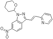 (E)-6-硝基-3-[2-(吡啶-2-基)乙烯基]-1-(四氫-2H-吡喃-2-基)-1H-吲唑結(jié)構(gòu)式_886230-75-7結(jié)構(gòu)式