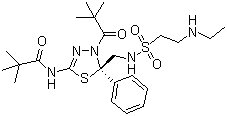 (-)-N-[4-(2,2-二甲基丙?；?-5-[[2-(乙基氨基)乙烷磺酰胺]甲基]-5-苯基-4,5-二氫-1,3,4-噻二唑-2-基]-2,2-二甲基丙酰胺結(jié)構(gòu)式_910634-41-2結(jié)構(gòu)式