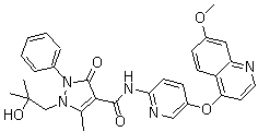 2,3-二氫-1-(2-羥基-2-甲基丙基)-n-[5-[(7-甲氧基-4-喹啉)氧基]-2-吡啶]-5-甲基-3-氧代-2-苯基-1H-吡唑-4-羧酰胺結(jié)構(gòu)式_913376-83-7結(jié)構(gòu)式