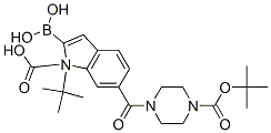 2-硼-6-[[4-[(1,1-二甲基乙氧基)羰基]-1-哌嗪基]羰基]-1H-吲哚-1-羧酸-1-(1,1-二甲基乙基)酯結(jié)構(gòu)式_913388-59-7結(jié)構(gòu)式