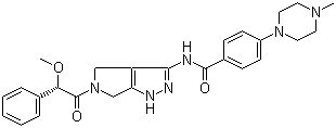 4-(4-甲基-1-哌嗪)-n-[1,4,5,6-四氫-5-[(2s)-2-甲氧基-2-苯基乙?；鵠吡咯并[3,4-c]吡唑-3-基]苯甲酰胺結(jié)構(gòu)式_916995-51-2結(jié)構(gòu)式