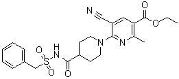 6-(4-{[(芐基磺?；?氨基]羰基}哌啶-1-基)-5-氰基-2-甲基煙酸乙酯結(jié)構(gòu)式_919351-41-0結(jié)構(gòu)式