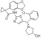 1-(1,3-苯并二氧代l-5-基)-N-[5-[(S)-(2-氯苯基)[(3R)-3-羥基-1-吡咯烷]甲基]-2-噻唑yl]環(huán)丙烷羧酰胺結(jié)構(gòu)式_926664-32-6結(jié)構(gòu)式