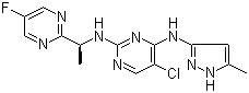 (S)-5-氯-N4-(5-甲基-1H-吡唑-3-基)-N2-(1-(5-甲基嘧啶-2-基)乙基)嘧啶-2,4-二胺結(jié)構(gòu)式_935666-88-9結(jié)構(gòu)式