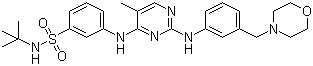 N-(1,1-二甲基乙基)-3-[[5-甲基-2-[[3-(4-嗎啉甲基)苯基]氨基]-4-嘧啶]氨基]苯磺酰胺結(jié)構(gòu)式_936091-56-4結(jié)構(gòu)式