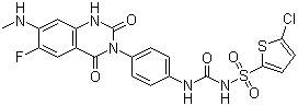 5-氯-N-[[[4-[6-氟-1,4-二氫-7-(甲基氨基)-2,4-二氧代-3(2H)-喹唑啉基]苯基]氨基]羰基]-2-噻吩磺酰胺結(jié)構(gòu)式_936500-94-6結(jié)構(gòu)式