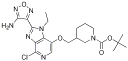 (S)-3-((2-(4-氨基-1,2,5-噁二唑-3-基)-4-氯-1-乙基-1H-咪唑并[4,5-c]吡啶-7-基氧基)甲基)哌啶-1-羧酸叔丁酯結(jié)構(gòu)式_937174-74-8結(jié)構(gòu)式