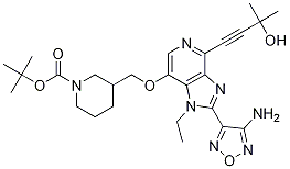 (S)-3-((2-(4-氨基-1,2,5-噁二唑-3-基)-1-乙基-4-(3-羥基-3-甲基-1-丁炔基)-1H-咪唑并[4,5-c]吡啶-7-基氧基)甲基)哌啶-1-羧酸叔丁酯結(jié)構(gòu)式_937174-75-9結(jié)構(gòu)式