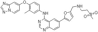 N-(4-([1,2,4]噻唑并[1,5-a]吡啶-7-基氧基)-3-甲基苯基)-6-(5-(((2-(甲基磺?；?乙基)氨基)甲基)呋喃-2-基)喹唑啉-4-胺結(jié)構(gòu)式_937265-83-3結(jié)構(gòu)式