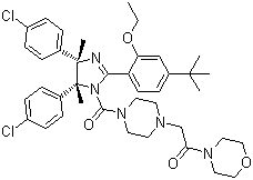 2-[4-[[(4S,5R)-4,5-雙(4-氯苯基)-2-[4-(1,1-二甲基乙基)-2-乙氧苯基]-4,5-二氫-4,5-二甲基-1H-咪唑-1-基]羰基]-1-哌嗪基]-1-(4-嗎啡啉)乙酮結(jié)構(gòu)式_939981-37-0結(jié)構(gòu)式