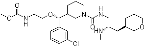 N-[2-[(R)-(3-氯苯基)[(3R)-1-[[[(2S)-2-(甲氨基)-3-[(3R)-四氫-2H-吡喃-3-基]丙基]氨基]羰基]-3-哌啶基]甲氧基]乙基]-氨基甲酸甲酯結構式_942142-51-0結構式