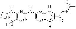 N-[2-[(1S,4R)-6-[[4-(環(huán)丁基氨基)-5-(三氟甲基)-2-嘧啶]氨基]-1,2,3,4-四氫萘-1,4-脒-9-基]-2-氧代乙基]乙酰胺結(jié)構(gòu)式_942487-16-3結(jié)構(gòu)式