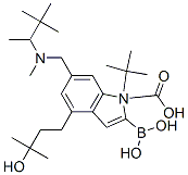 2-硼-4-(3-羥基-3-甲基丁基)-6-[[甲基(1,2,2-三甲基丙基)氨基]甲基]-1H-吲哚-1-羧酸-1-(1,1-二甲基乙酯)結(jié)構(gòu)式_943637-14-7結(jié)構(gòu)式