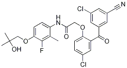 2-[4-氯-2-(3-氯-5-氰基苯甲酰基)苯氧基]-N-[3-氟-4-(2-羥基-2-甲基丙氧基)-2-甲基苯基]乙酰胺結(jié)構(gòu)式_954406-32-7結(jié)構(gòu)式