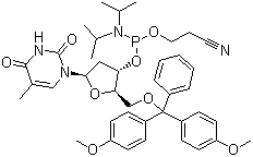 5’-Dimethoxytrityl-3’-deoxythymidine 2’-[(2-cyanoethyl)-(N,N-diisopropyl)]-phosphoramidite Structure,98796-51-1Structure