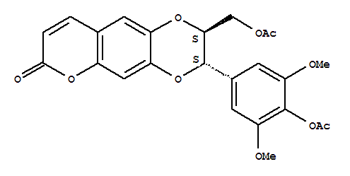 反式-3-[4-(乙?；趸?-3,5-二甲氧基苯基]-2-[(乙?；趸?甲基]-2,3-二氫-7H-吡喃并[2,3-G]-1,4-苯并二氧雜環(huán)己-7-酮結(jié)構式_121700-27-4結(jié)構式