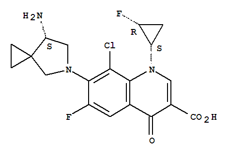 7-[(7S)-7-氨基-5-氮雜螺[2.4]-5-庚基]-8-氯-6-氟-1-[(1s,2r)-2-氟環(huán)丙基]-1,4-二氫-4-氧代-3-喹啉羧酸結(jié)構(gòu)式_127254-11-9結(jié)構(gòu)式