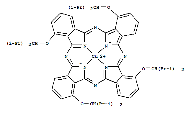 (SP-4-1)-[1,8,15,22-四[2-甲基-1-(1-甲基乙基)丙氧基-29H,31H-酞氰(2-)-N29,N30,N31,N32]銅結(jié)構(gòu)式_144843-25-4結(jié)構(gòu)式