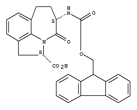 (2S,5S)-5-[[(9H-芴-9-基甲氧基)羰基]氨基]-1,2,4,5,6,7-六氫-4-氧代-氮雜卓并[3,2,1-hi]吲哚-2-羧酸結(jié)構(gòu)式_204326-24-9結(jié)構(gòu)式