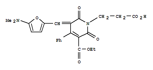 (9ci)-3-[[5-(二甲基氨基)-2-呋喃]亞甲基]-5-(乙氧基羰基)-3,6-二氫-2,6-二氧代-4-苯基-1(2H)-吡啶丙酸結(jié)構(gòu)式_207675-73-8結(jié)構(gòu)式