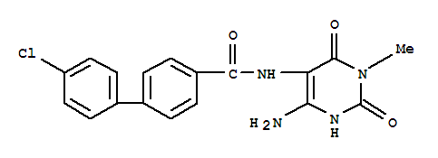 n-(4-氨基-1,2,3,6-四氫-1-甲基-2,6-二氧代-5-嘧啶)-4-氯-[1,1-聯(lián)苯]-4-羧酰胺結(jié)構(gòu)式_214334-81-3結(jié)構(gòu)式