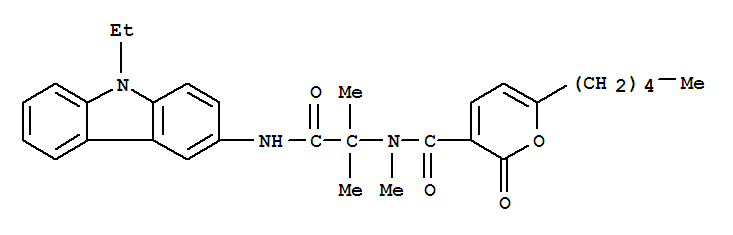 (9ci)-n-[2-[(9-乙基-9h-咔唑-3-基)氨基]-1,1-二甲基-2-氧代乙基]-n-甲基-2-氧代-6-戊基-2H-吡喃-3-羧酰胺結(jié)構(gòu)式_258278-04-5結(jié)構(gòu)式