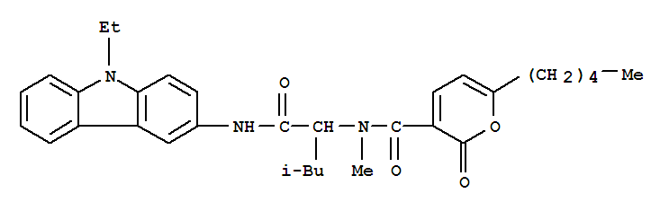 (9ci)-n-[1-[[(9-乙基-9h-咔唑-3-基)氨基]羰基]-3-甲基丁基]-n-甲基-2-氧代-6-戊基-2H-吡喃-3-羧酰胺結構式_258278-06-7結構式